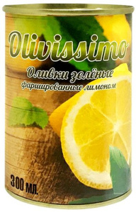 Оливки OLIVISSIMO фарш лимон 280гр 1/12