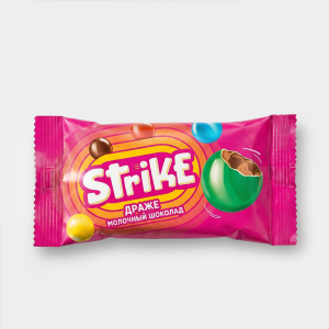 Драже Яшкино фас Strike Шоколад молочный в цветной глазури 40гр 12*1/20  РР166 (розовый)