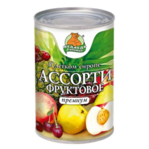 Компот Медведь Любимый Ассорти Фруктовое 850 мл ж/б 1/12