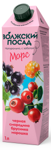 Морс Волжский Посад Черная смородина-Брусника-Морошка 1л 1/12