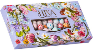 Конфеты х/к Подарочный набор драже Hiva ПЕРЕПЕЛИНЫЕ ЯЙЦА  200гр 1/24  фиолетовая коробка