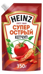 Кетчуп Хайнц 350гр супер острый дойпак 1/16