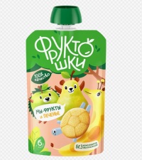Д/П Пюре Фруктошки 90гр Яблоко-Банан-Груша-Печенье (дой-пак)1/12