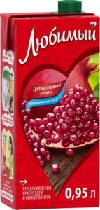 Сок Любимый  0.95 л Яблоко-Гранат-Черная Рябина 1/12