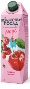 Морс Волжский Посад Вишня-Клюква 1л 1/12