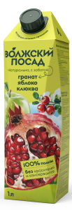Сок Волжский Посад 1л нектар Гранат-Яблоко-Клюква 1/12