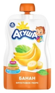 Д/П Пюре Агуша Я Сам! 90гр БАНАН (дой-пак) 1/10