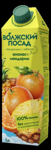 Сок Волжский Посад 1л нектар Ананас и Мандарин 1/12 (ЧЗ)