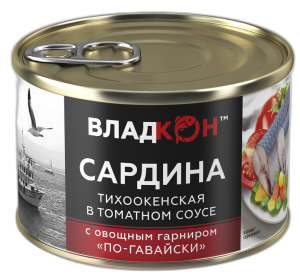 Сардина Владкон по-гавайски с овощами в т/с 240 гр 1/24