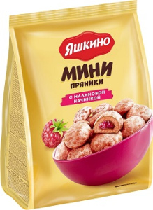 Пряник-мини фас Яшкино 300гр с малиновой начинкой РАР910  1/10