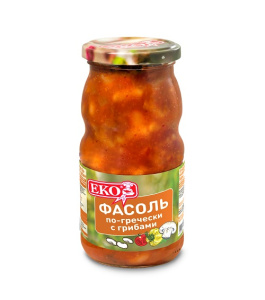 Фасоль ЕКО по-гречески с грибами 510 г ст/б