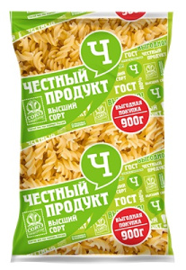 Рожки фас Честный продукт спиралька 900гр гр В в/с 1/9