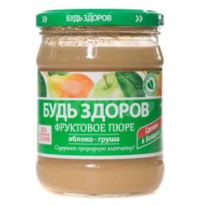 Д/П Пюре БУДЬ ЗДОРОВ яблочно-грушевое 450гр ст/б 1/6