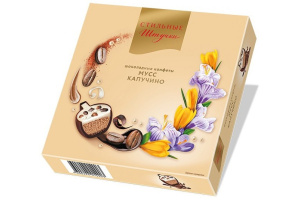 Конфеты х/к Стильные штучки  МУСС КАПУЧИНО 104гр 1/8 бежевая коробка