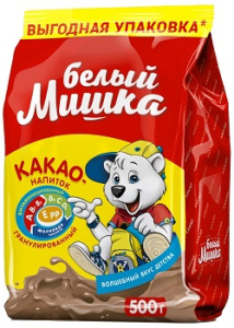 Какао напиток Белый Мишка гранула 500 гр ПЭТ 1/8