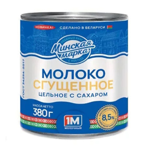 Молоко сгущ Минский Молочный 8,5% ж/б 380гр Беларусь 1/30