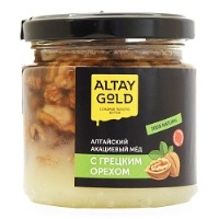 Мед Акациевый Золото Алтая грецкий орех 250гр ст/б 1/8