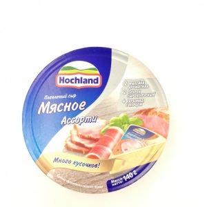 Сыр Хохланд 140 гр СЕГМЕНТЫ ассорти МЯСНОЕ ветчина/бекон/ветчина по-итальянски 1/10
