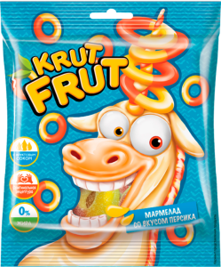 Мармелад фас КрутФрут 70гр  Колечки со вкусом персика 1/50  РВМ576