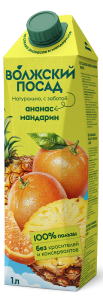 Сок Волжский Посад 1л нектар Ананас и Мандарин 1/12 (ЧЗ)