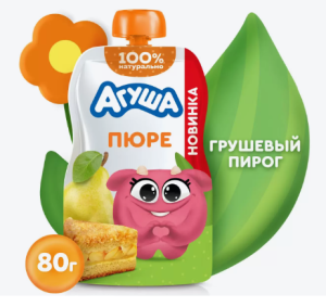 Д/П Пюре Агуша Я Сам! 90гр Грушевый Пирог со злаками (дой-пак) 1/10