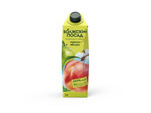 Сок Волжский Посад 1л Яблоко-Персик 1/12