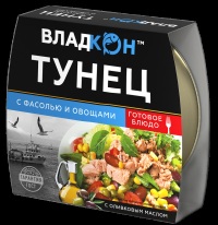 Тунец Владкон желтоперый с фасолью и овощами 160 гр 1/12