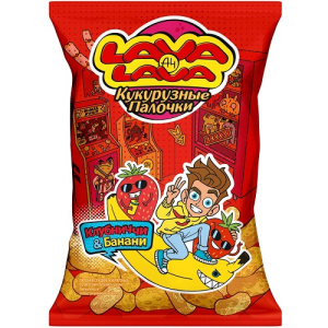 Кукурузные палочки Лава Лава 50гр со вкусом Клубника-Банан 1/24