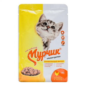 Мурчик 75гр для КОШЕК с курицей в соусе 1/35