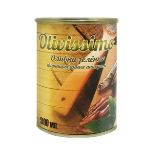 Оливки OLIVISSIMO фарш анчоус 280гр 1/12