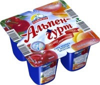 Йогурт Альпенгурт 7,5% ВИШНЯ-ПЕРСИК-МАНГО 1/24