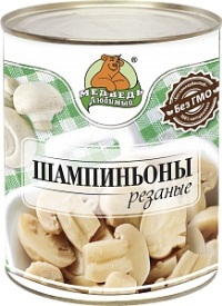 Грибы Медведь Любимый Шампиньоны резаные ст/б 850 мл 1/12