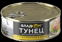 Тунец Владкон бланш в масле желтоперый филе 170 гр 1/24