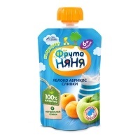 Д/П Пюре Фрутоняня 90гр ЯБЛОКО-АБРИКОС-СЛИВКИ (дой-пак)1/12