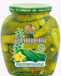 Огурцы Медведь Любимый Корнишоны 720мл ст/б 1/12
