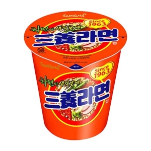 Лапша Ю.Корея Самянг стакан КАП со вкусом ОСТРОЙ ГОВЯДИНЫ (КРАСНАЯ)65 гр 1/15