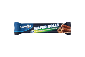 Шок батончик Яшкино Бейбифокс Трубочки Wafer Rolls с ореховой начинкой и какао 16гр  8*1/26  РВК666