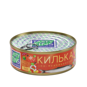 Килька TASTY TINS по-мексикански  в т/с обж с овощами 240г ключ  1/24