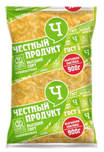 Рожки фас Честный продукт рожки 900гр гр В в/с 1/9
