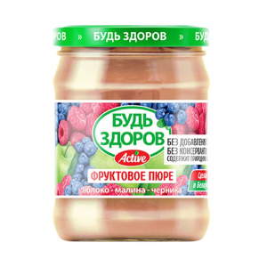Д/П Пюре БУДЬ ЗДОРОВ 450гр малина-черника ст/б 1/6