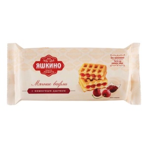 Вафли фас Яшкино 120гр МЯГКИЕ с вишневым джемом  ЯМ115  1/34