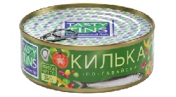 Килька TASTY TINS по-гавайски  в т/с обж с овощами 240г ключ  1/24