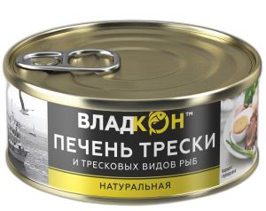 Печень трески Владкон натуральная 160 гр 1/24