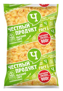 Рожки фас Честный продукт ракушки 900гр гр В в/с 1/9