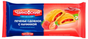 Печенье фас Чайкофский сдобное с клубничной начинкой 132 гр 1/24