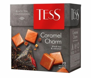 Чай ТЕСС черн 20пак Карамель Шарм пирамидки 1/12