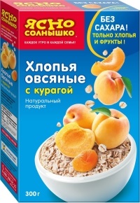 Хлопья овс Ясно СОЛНЫШКО с курагой 300гр 1/8