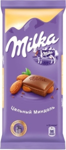 Шок Милка 90гр Миндаль целый