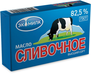Масло сливочное Экомилк 82,5% 330гр 1/8 синее !!!!!!!!!!!!!!!!!