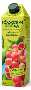 Сок Волжский Посад 1л Яблоко-Виноград 1/12